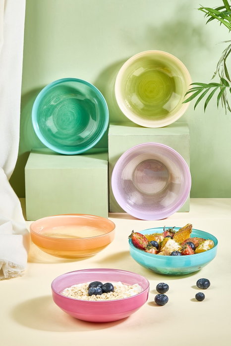 Hermia Set de 6 Tazones de Vidrio Rainbow Multicolor de 15 cm Hermia Set de 6 Tazones de Vidrio Rainbow Multicolor de 15 cm